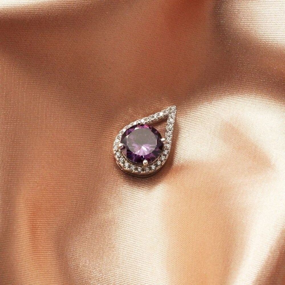 Amethyst Necklace, 925 Sterling Silver Necklace, Cubic Zirconia, Gemstones